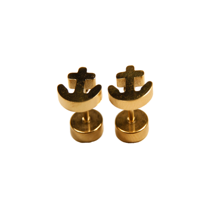 Anchor Outline Stud Earrings