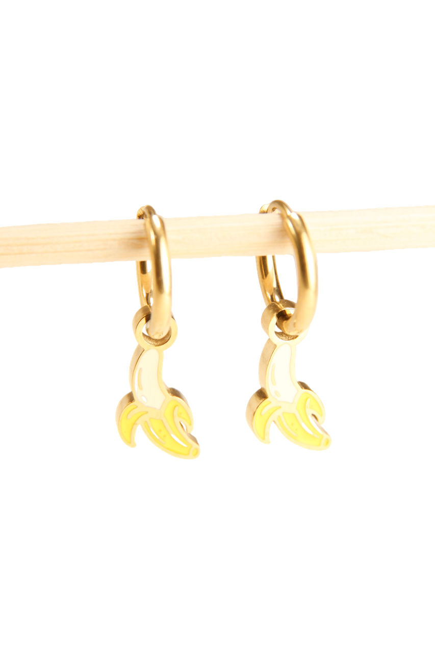 Banana Charm Hoop Earrings | Fun & Playful Gift