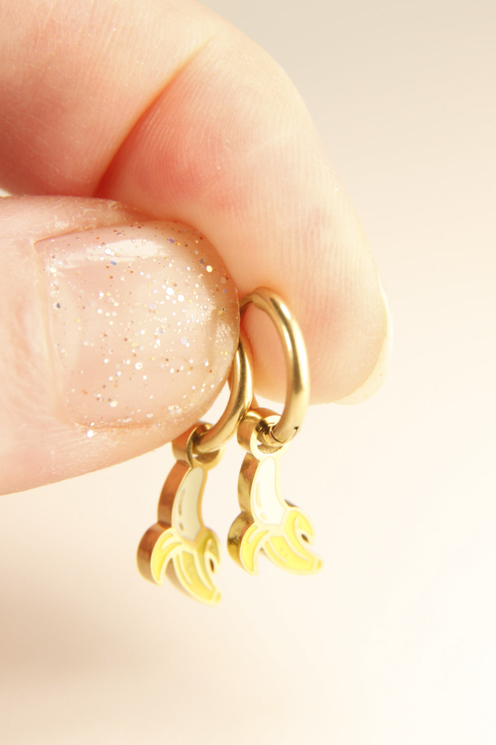 Banana Charm Hoop Earrings | Fun & Playful Gift