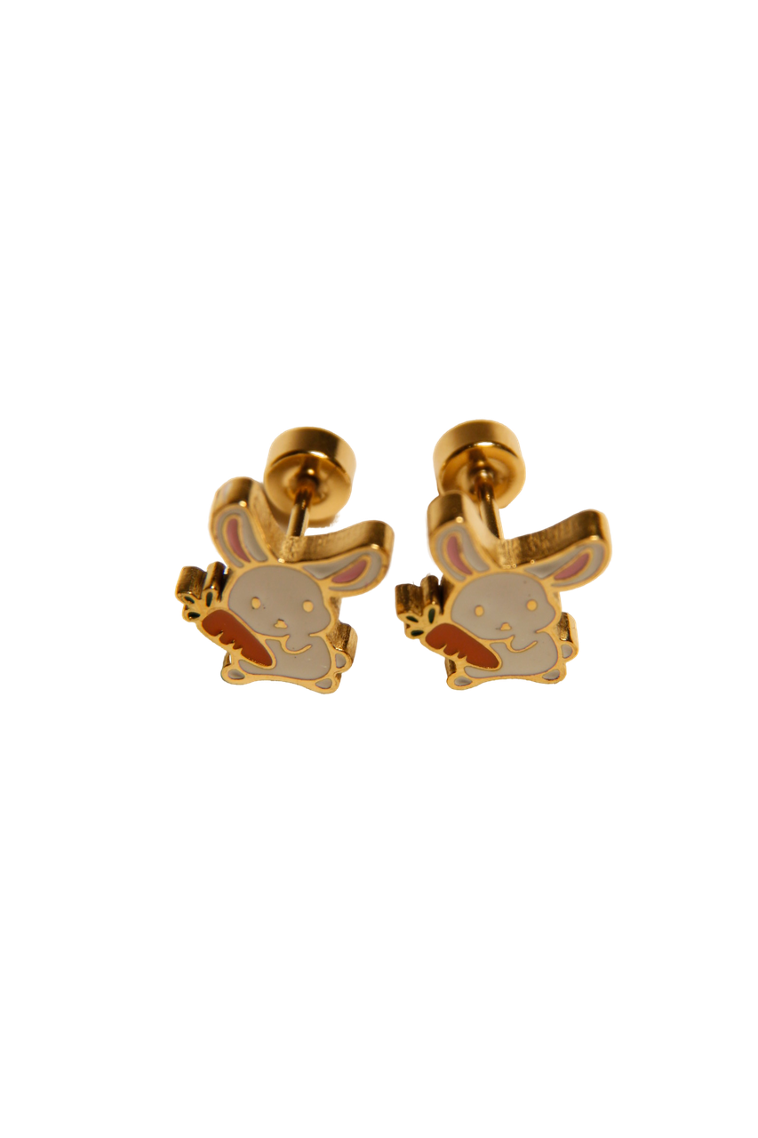 Bunny & Carrot Stud Earrings | Cute Spring Gift