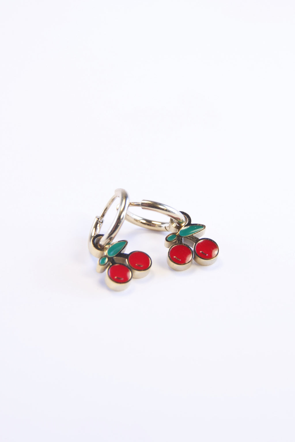 Cherry Huggies Earrings | Cute Fruit Charm Hoop Earrings | Gift Jewelry