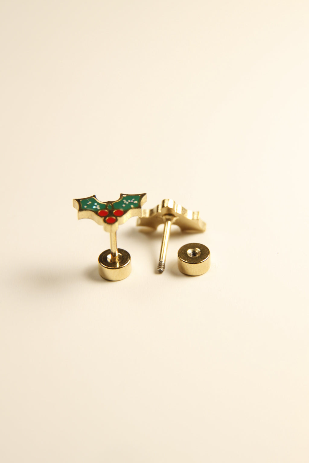 Christmas Holly Gift Stud Earrings