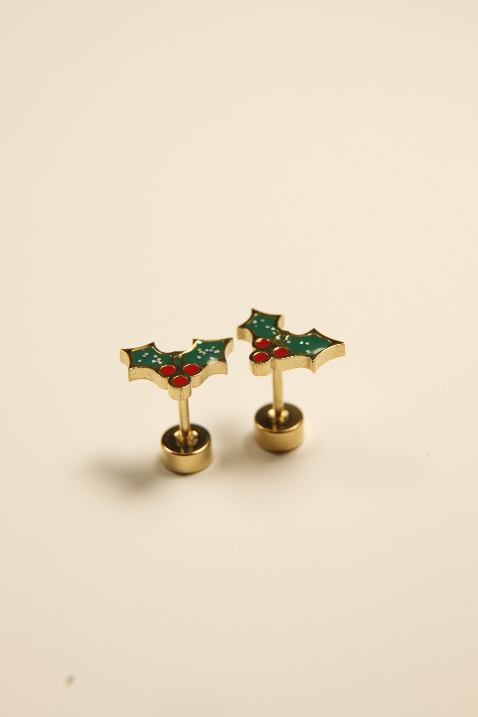 Christmas Holly Gift Stud Earrings