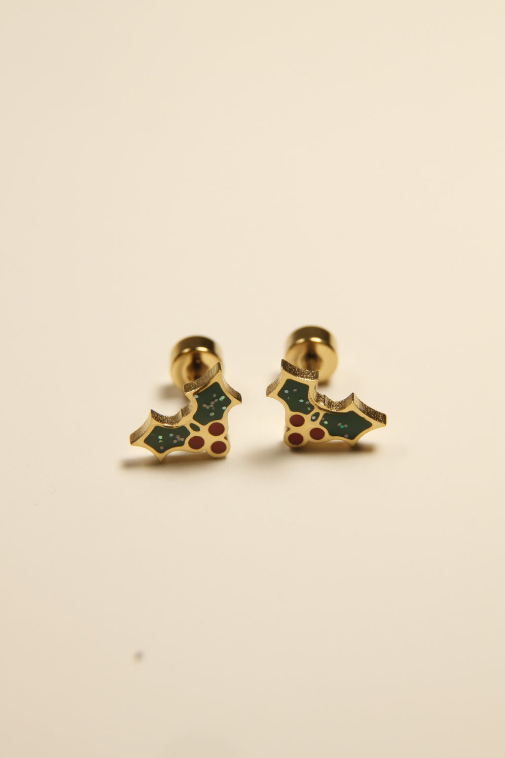 Christmas Holly Gift Stud Earrings
