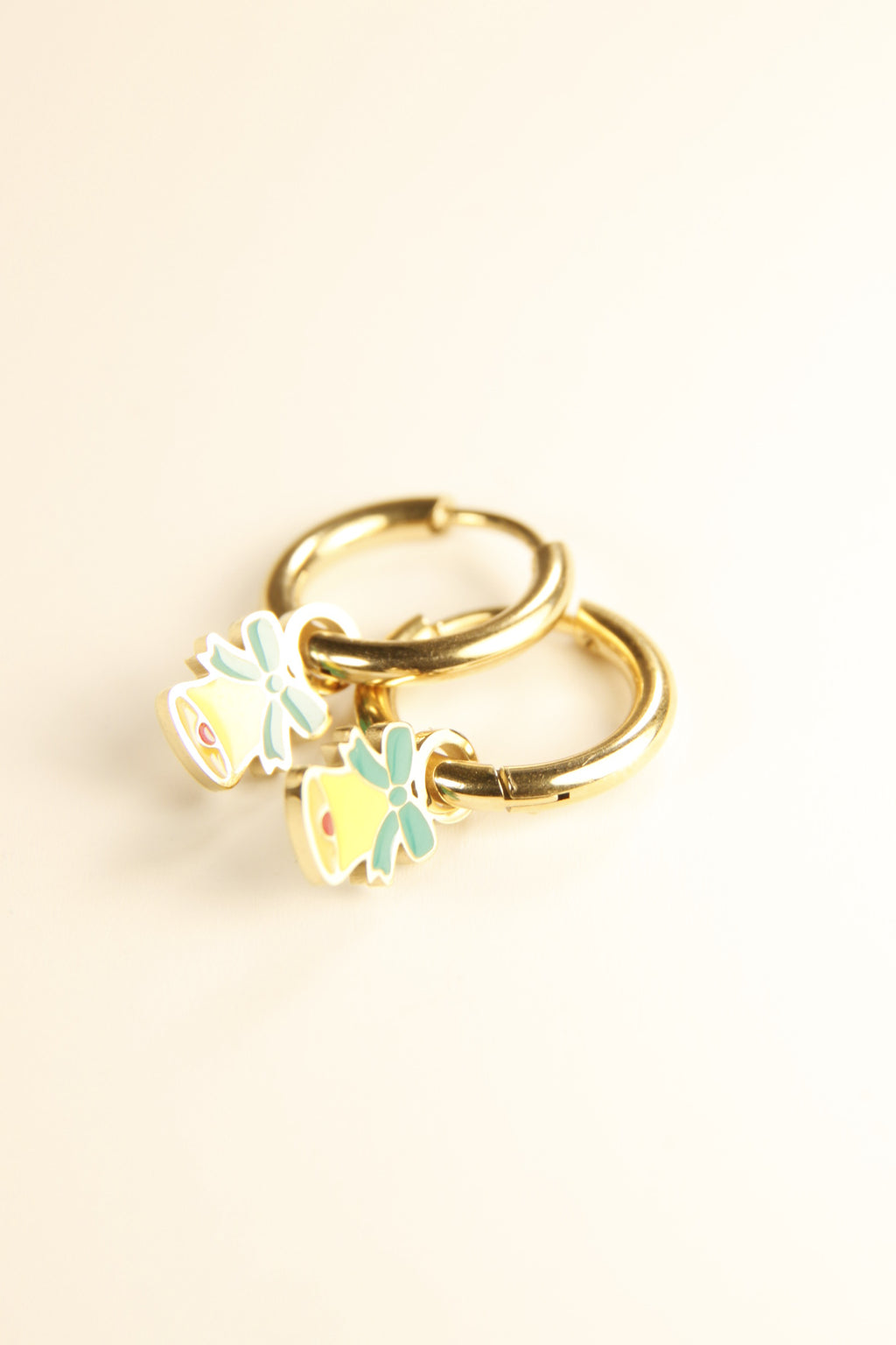 Christmas Jingle Bell Charm Hoop Earrings Holiday Gift Jewelry