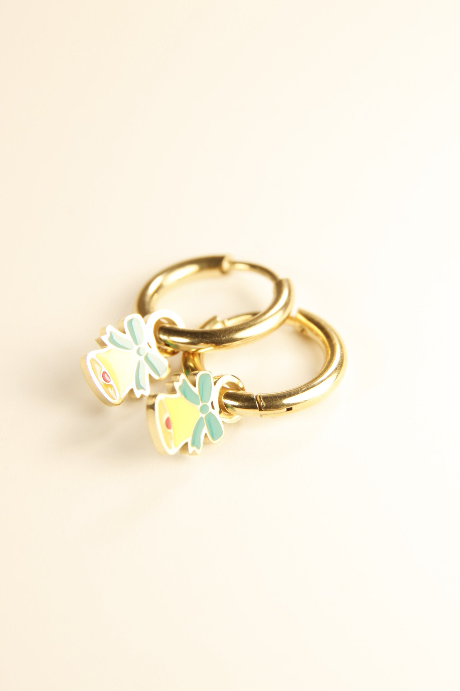 Christmas Jingle Bell Charm Hoop Earrings Holiday Gift Jewelry