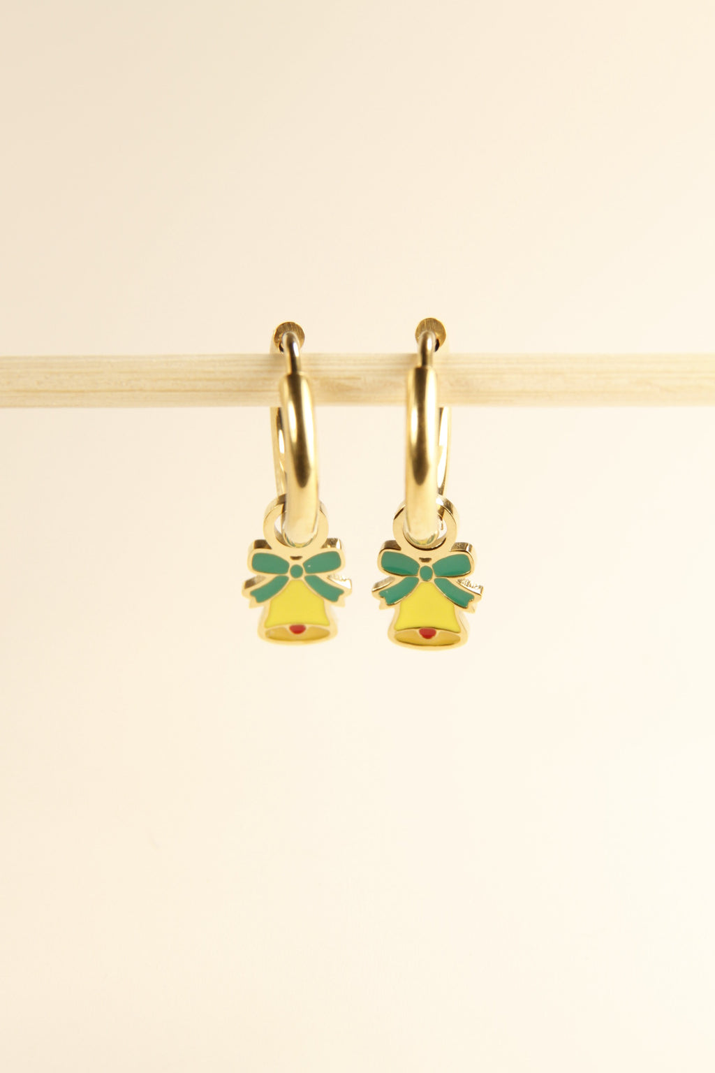 Christmas Jingle Bell Charm Hoop Earrings Holiday Gift Jewelry