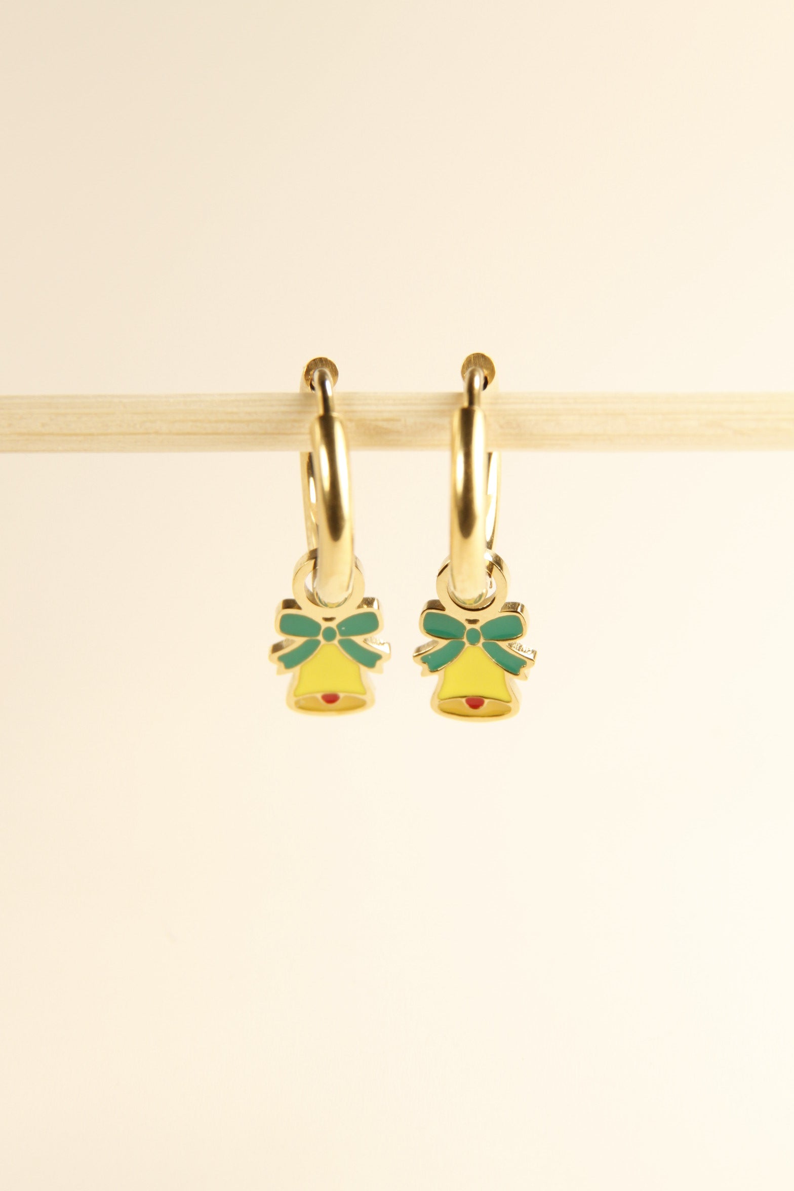 Christmas Jingle Bell Charm Hoop Earrings Holiday Gift Jewelry