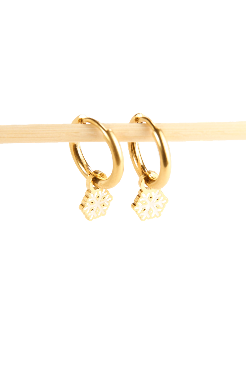 Christmas Snowflake Charm Hoop Earrings Holiday Gift Jewelry