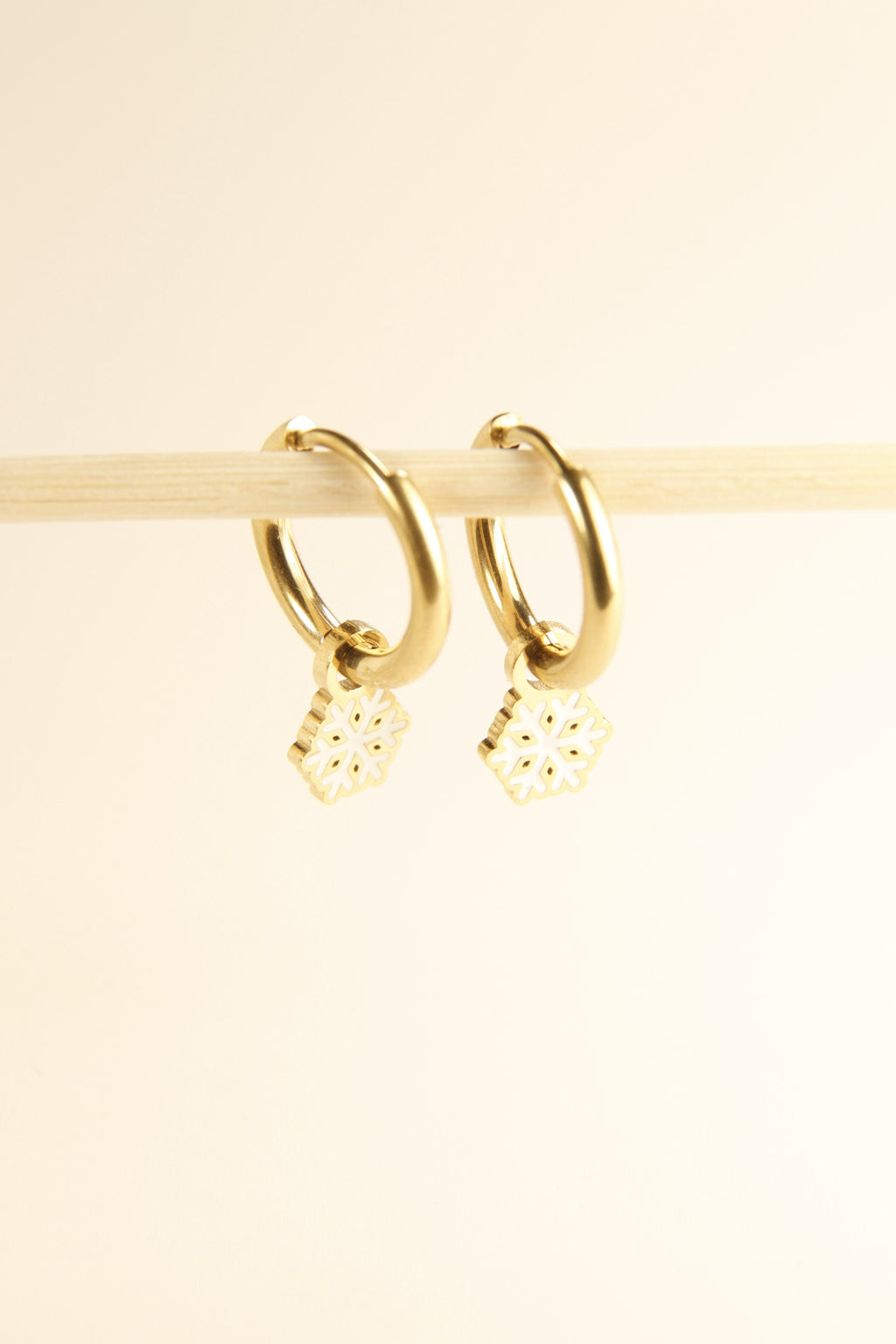 Christmas Snowflake Charm Hoop Earrings Holiday Gift Jewelry