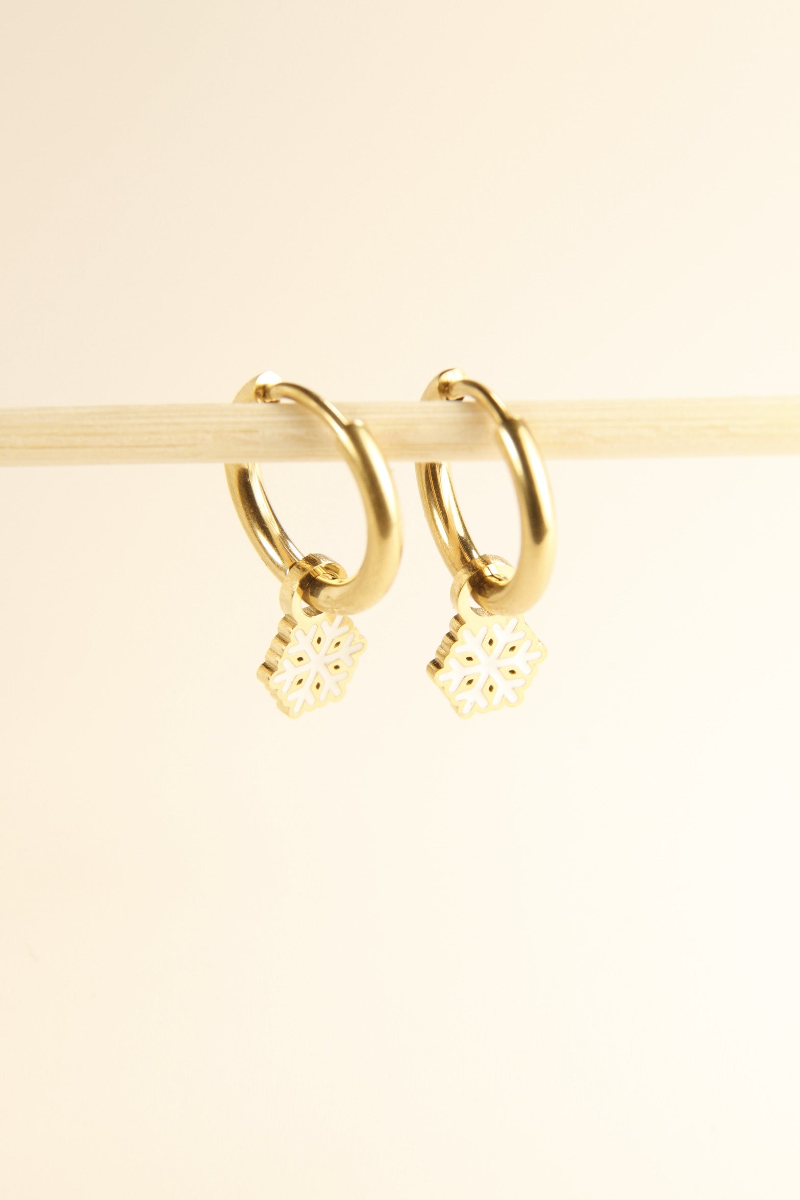 Christmas Snowflake Charm Hoop Earrings Holiday Gift Jewelry