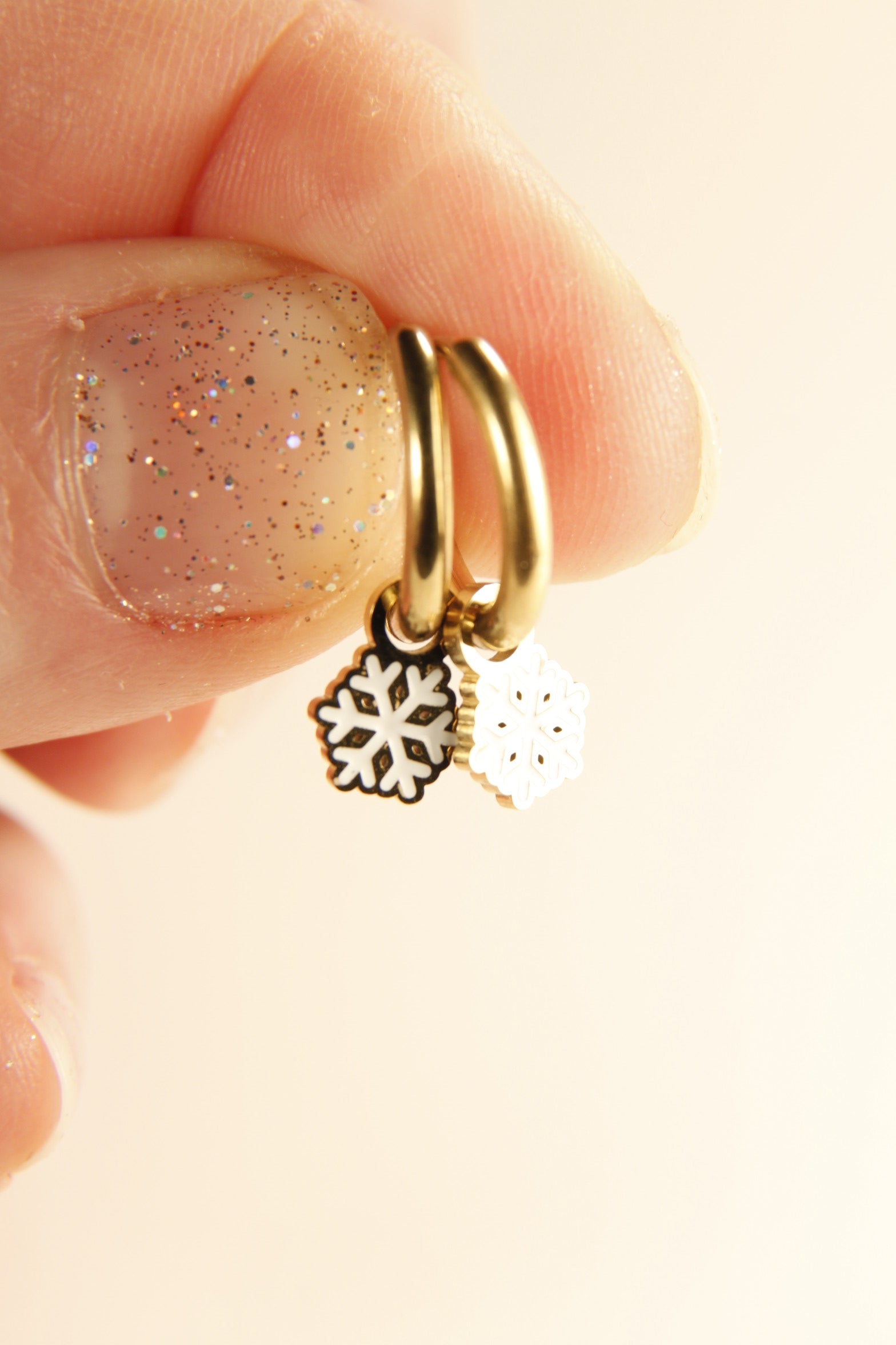 Christmas Snowflake Charm Hoop Earrings Holiday Gift Jewelry