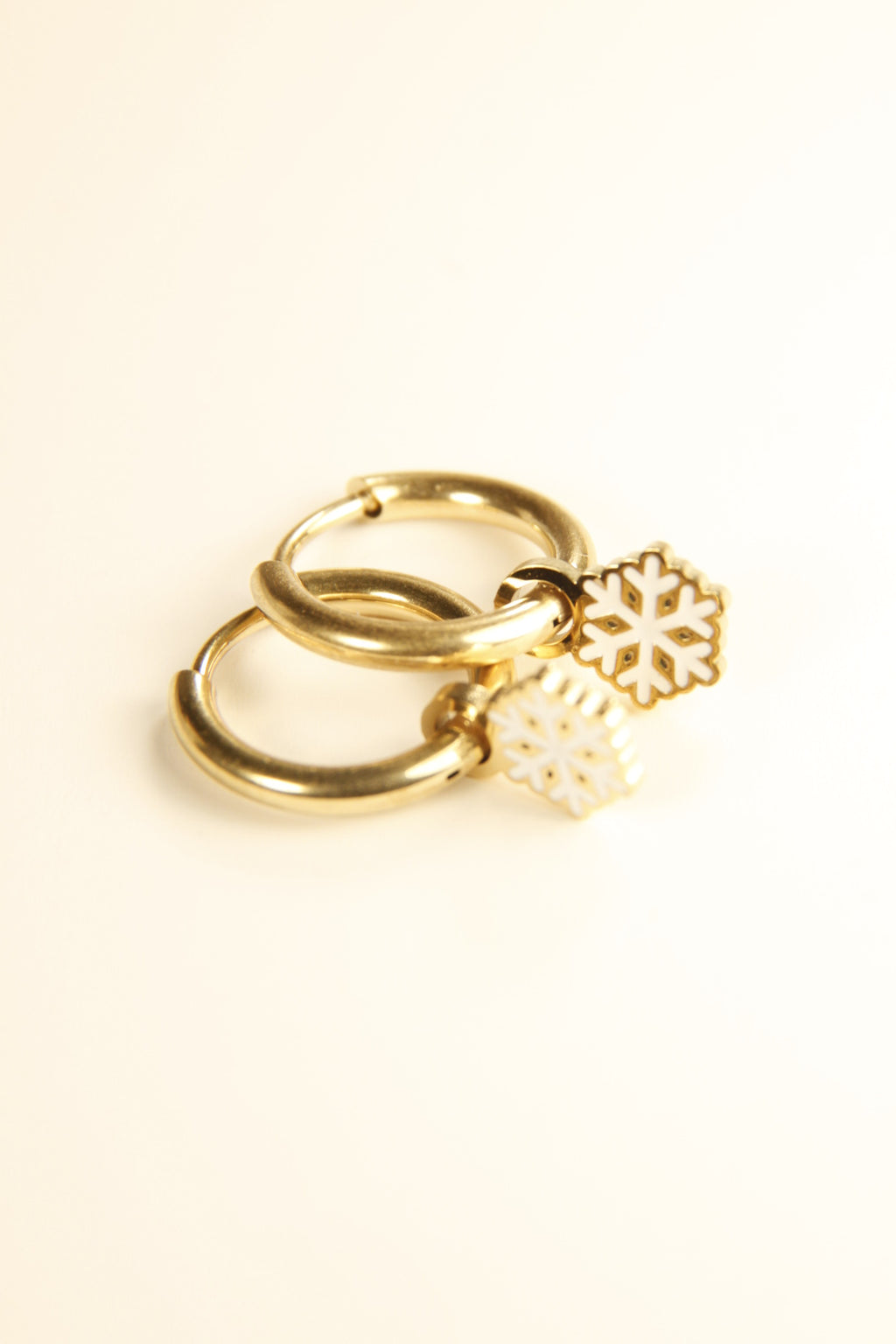 Christmas Snowflake Charm Hoop Earrings Holiday Gift Jewelry