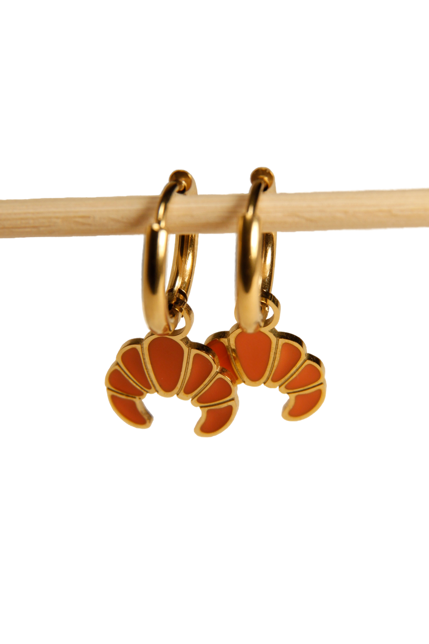 Croissant Charm Hoop Earrings