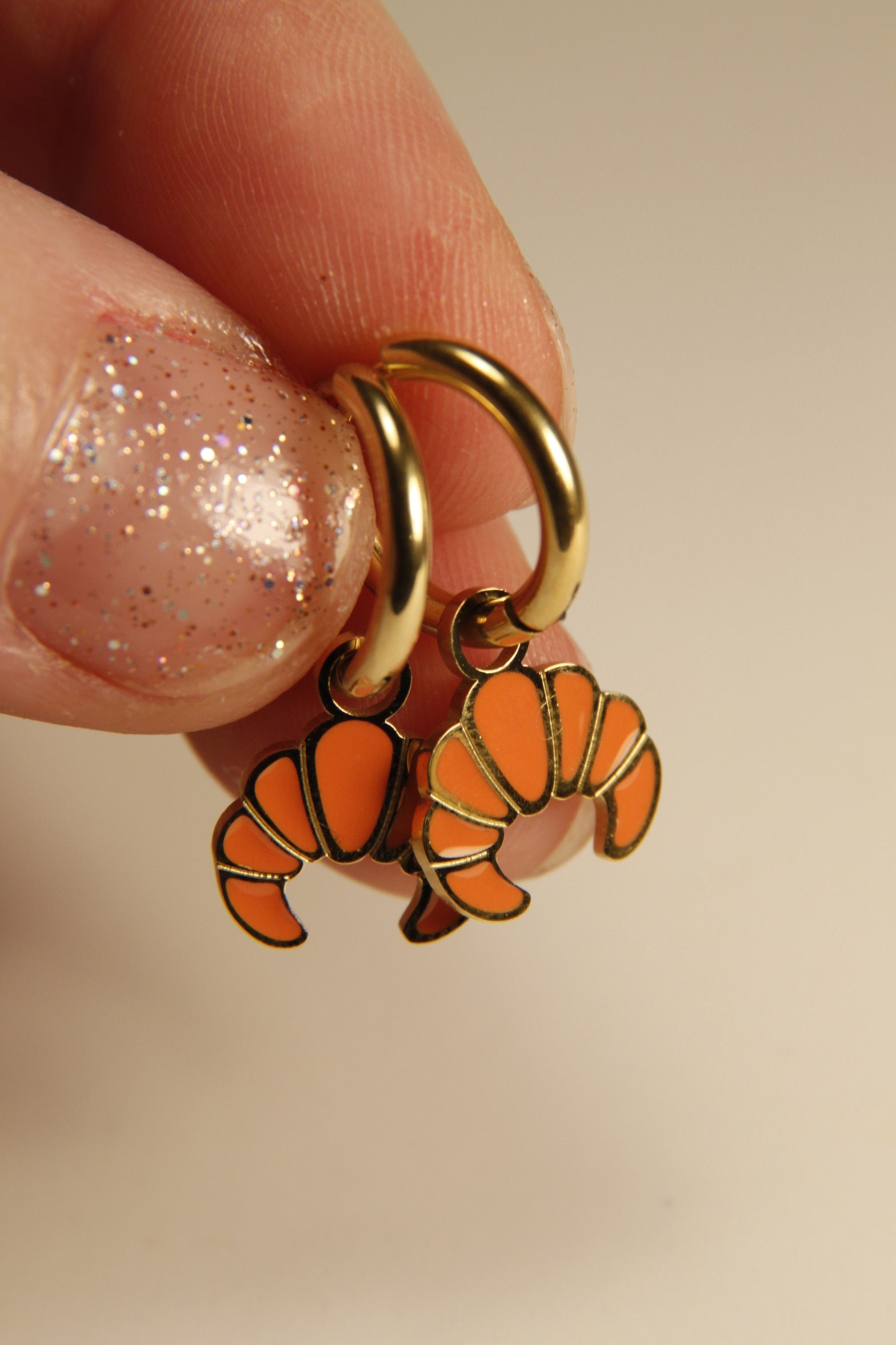 Croissant Charm Hoop Earrings