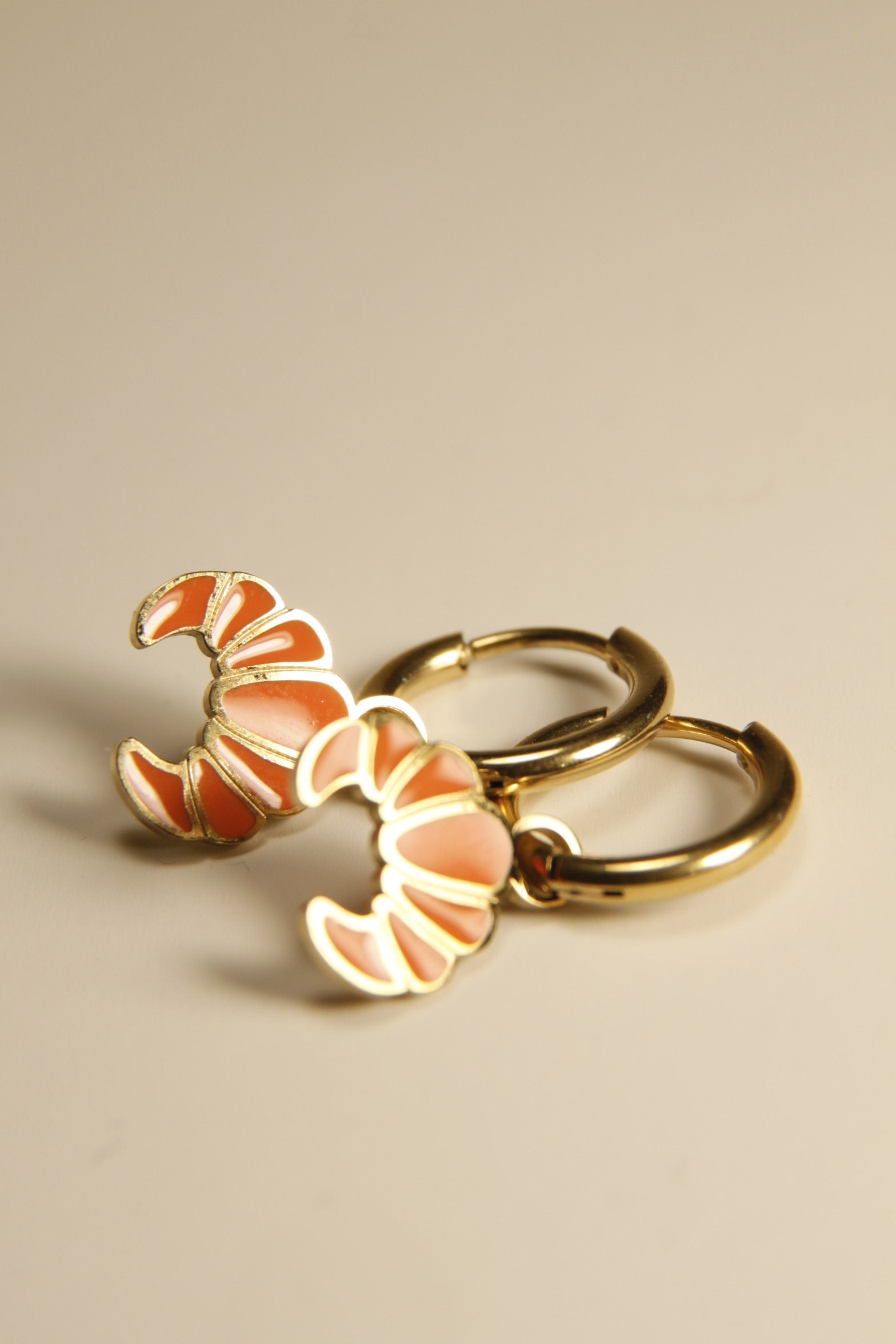 Croissant Charm Hoop Earrings