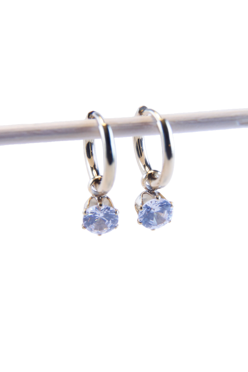 Crystal Drop Huggies Earrings | Sparkling Gift Jewelry | Gold Huggie Hoops