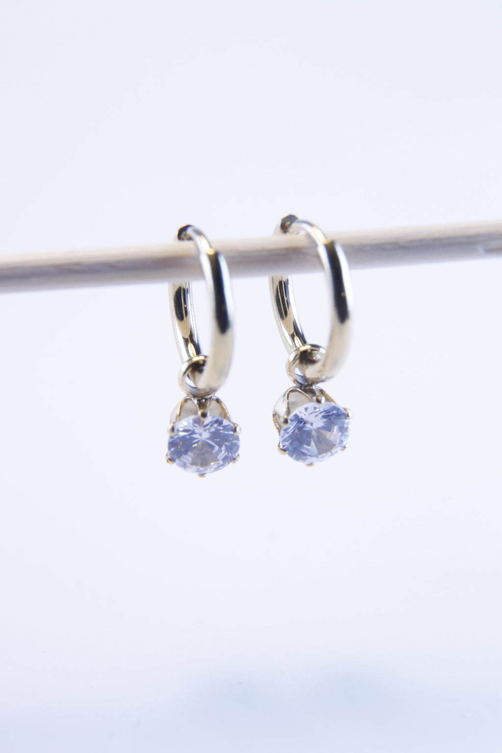 Crystal Drop Huggies Earrings | Sparkling Gift Jewelry | Gold Huggie Hoops