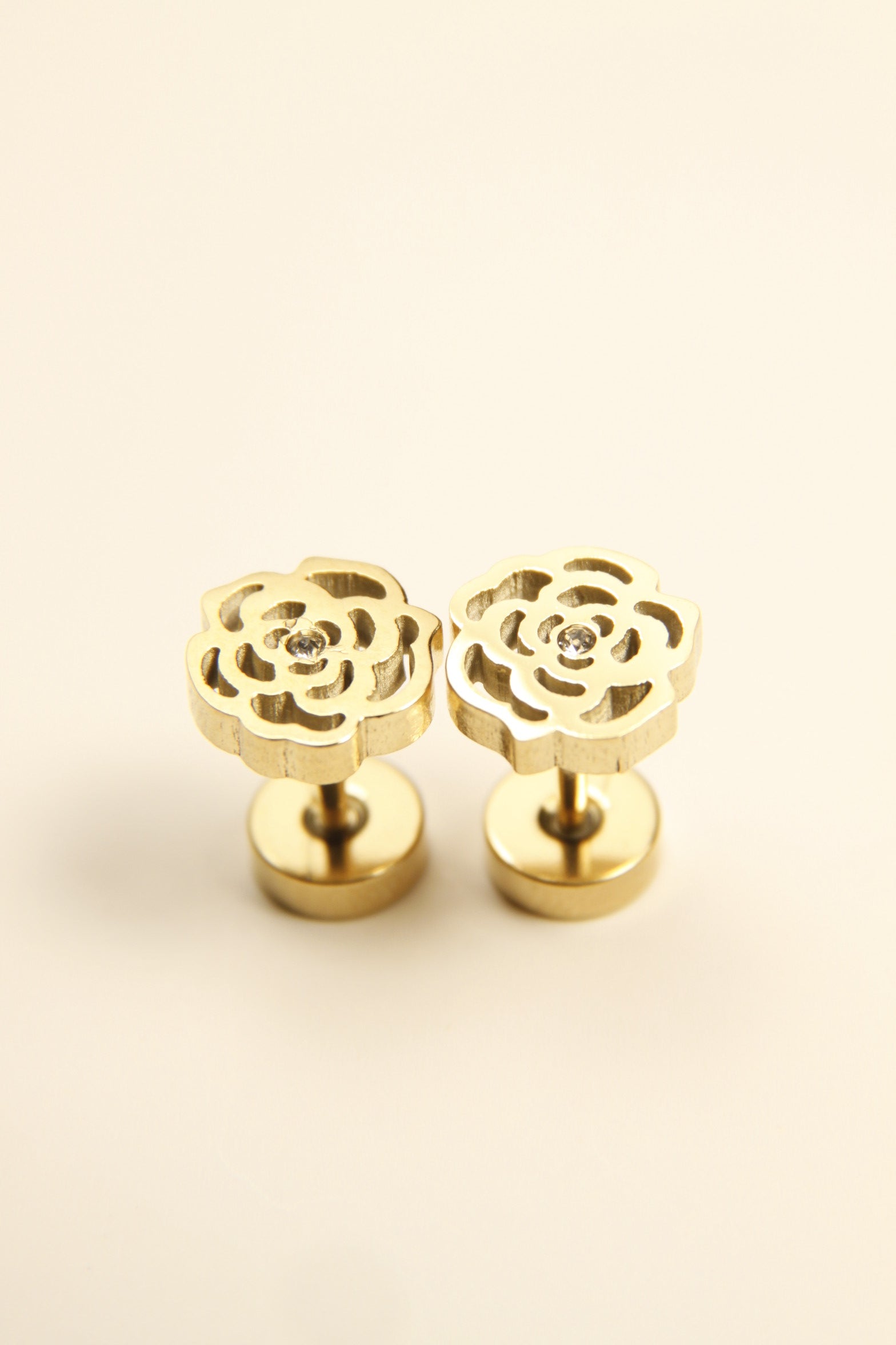 Crystal Rose Stud Earrings