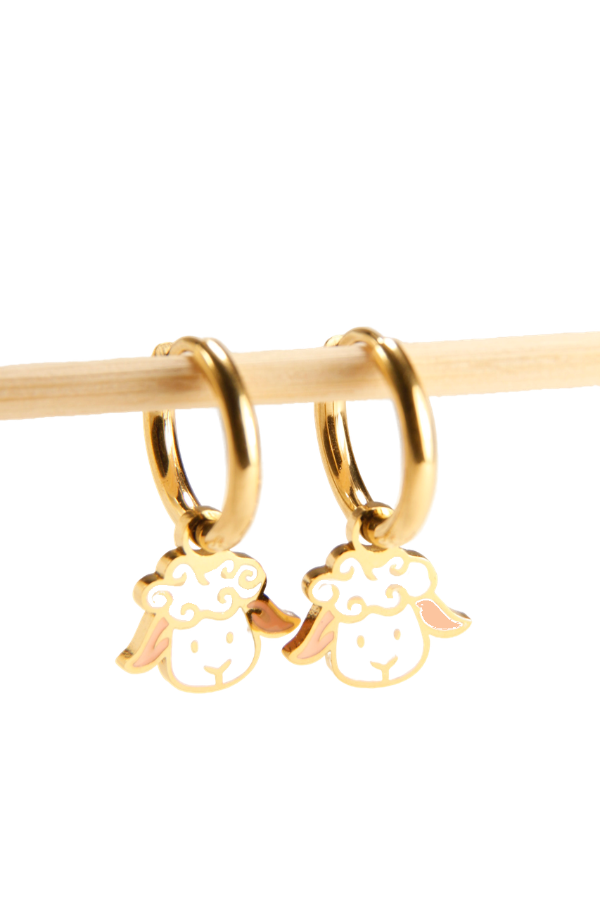 Cute Lamb Charm Hoop Earrings | Adorable Gift Huggies