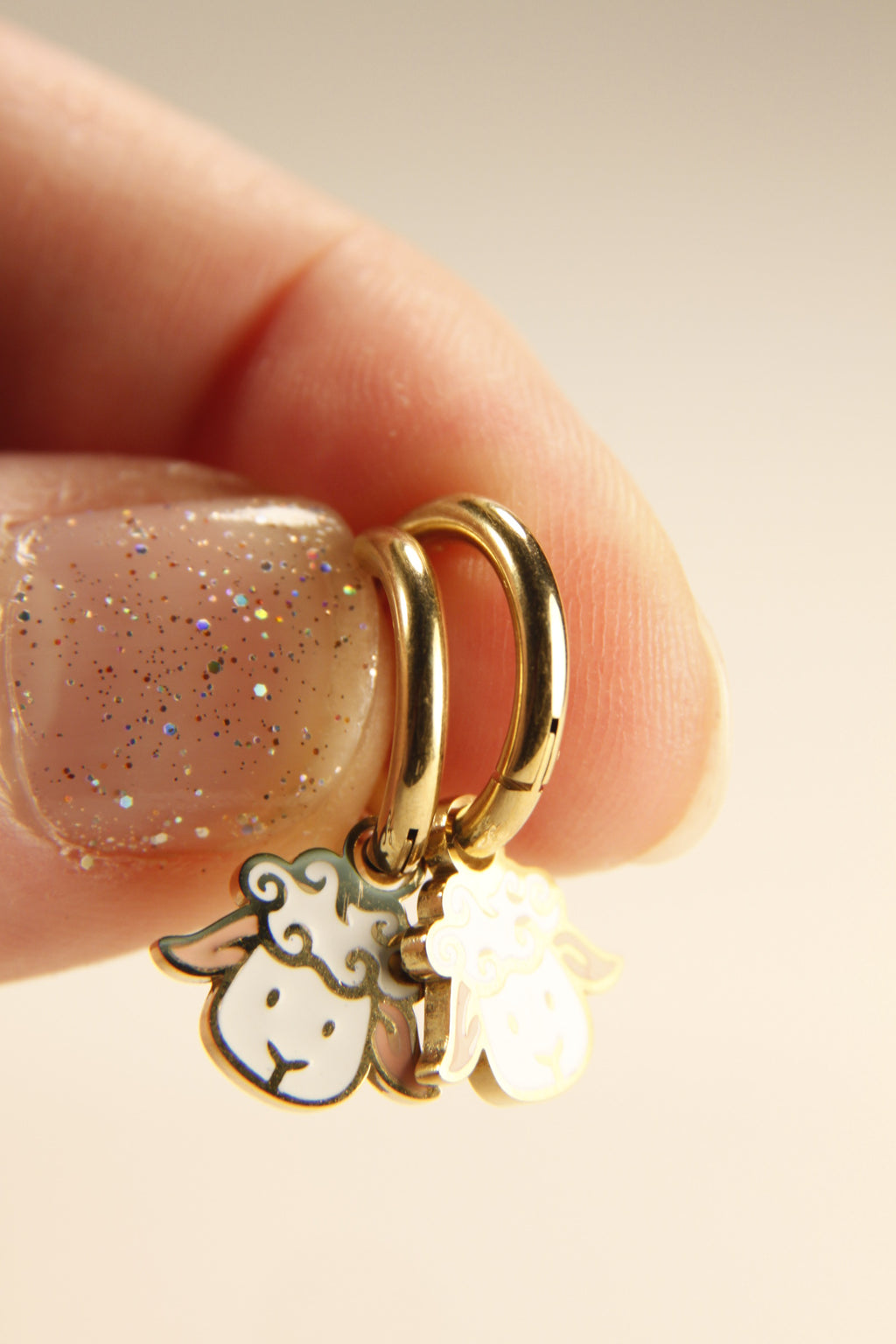 Cute Lamb Charm Hoop Earrings | Adorable Gift Huggies