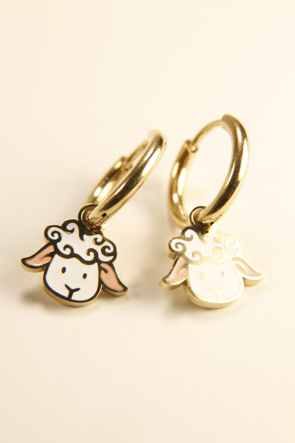 Cute Lamb Charm Hoop Earrings | Adorable Gift Huggies
