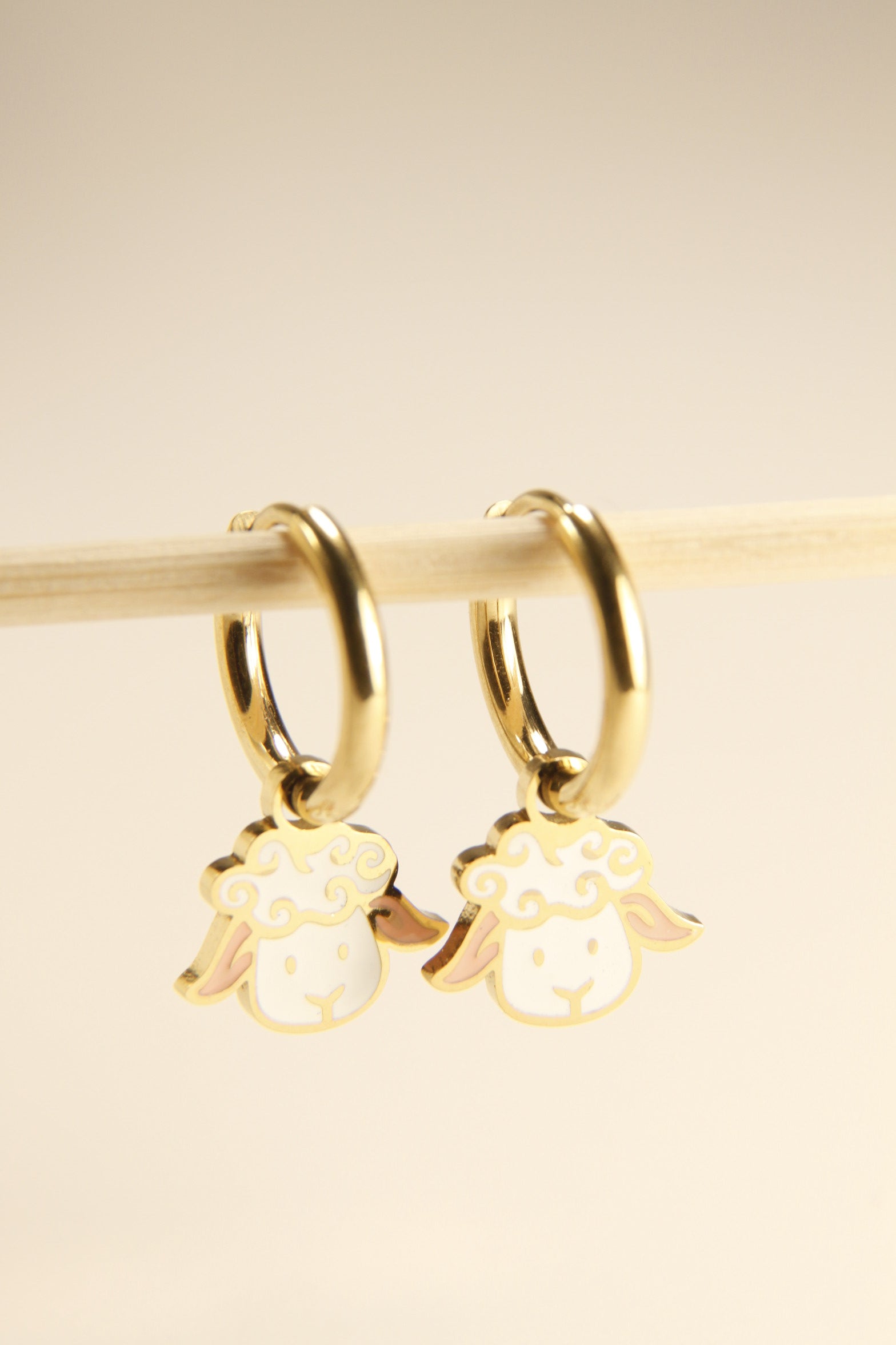 Cute Lamb Charm Hoop Earrings | Adorable Gift Huggies
