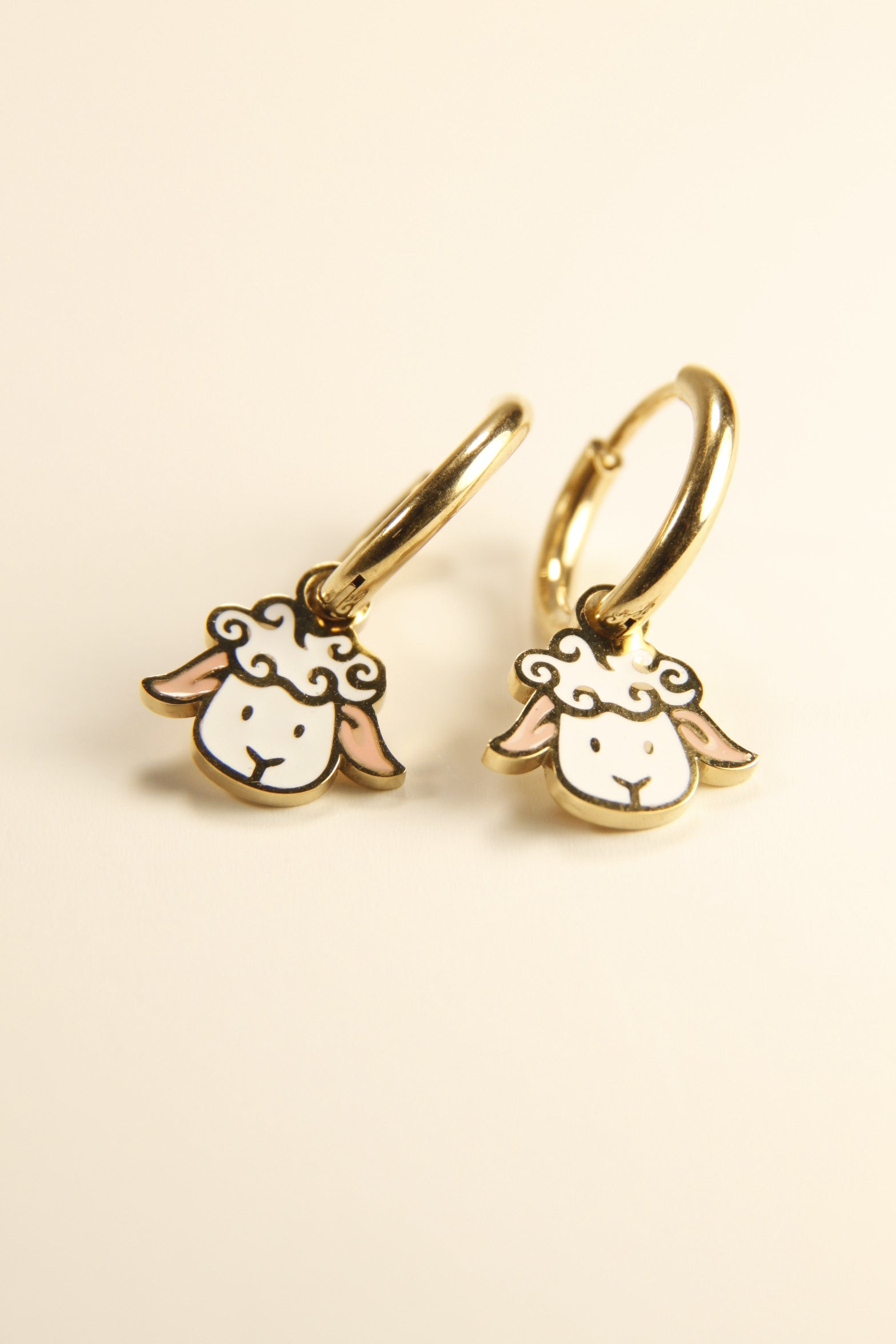 Cute Lamb Charm Hoop Earrings | Adorable Gift Huggies
