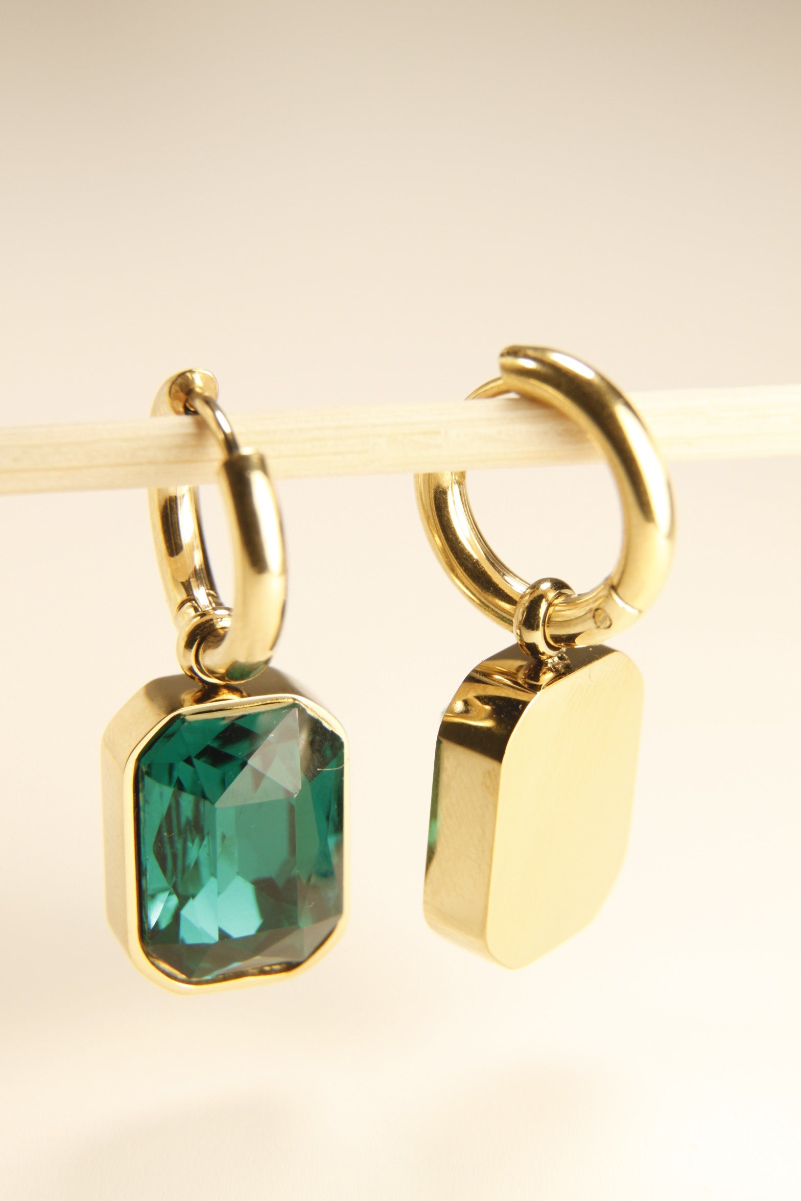 Emerald Glow Charm Hoop Earrings | Holiday Gift Jewelry