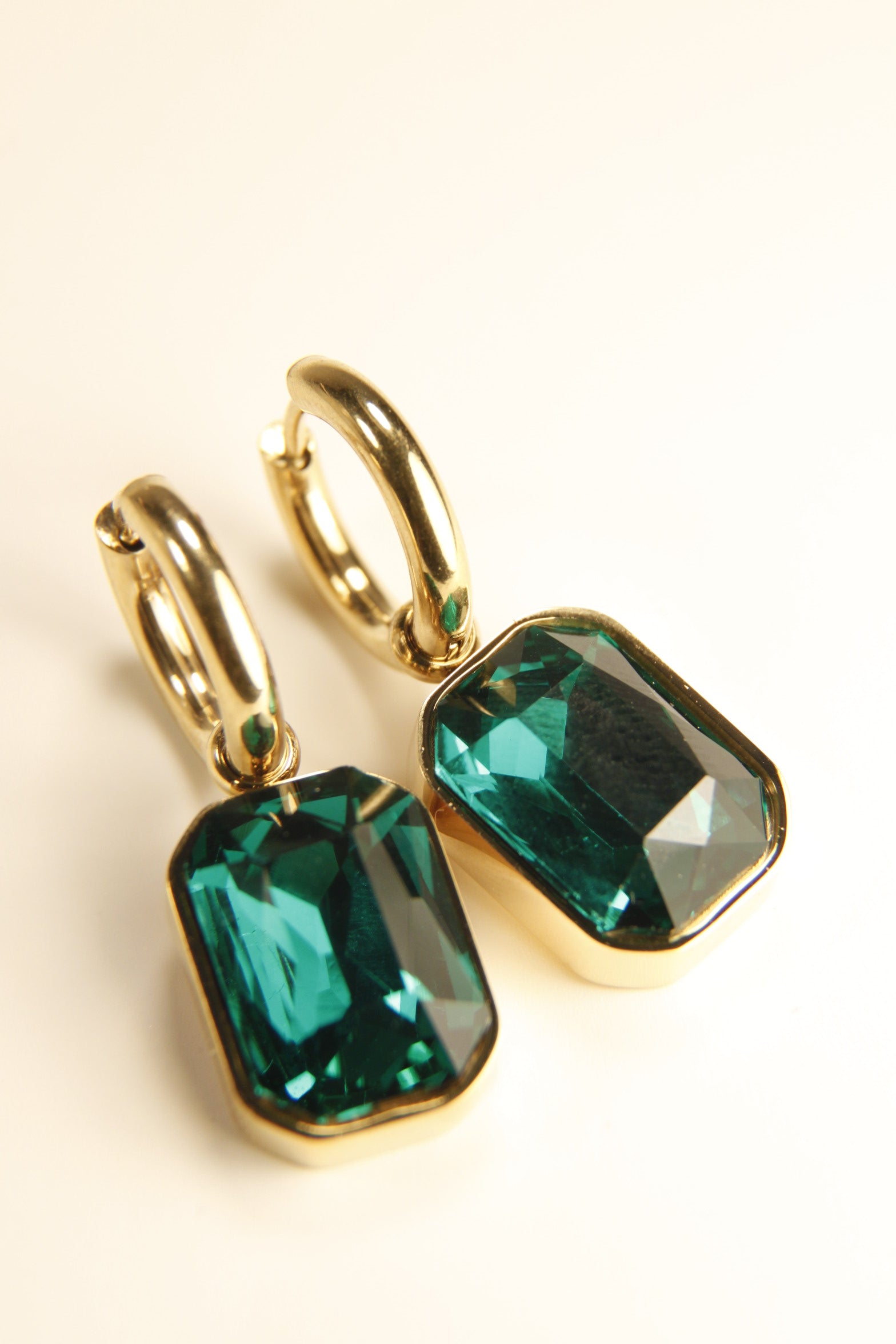 Emerald Glow Charm Hoop Earrings | Holiday Gift Jewelry