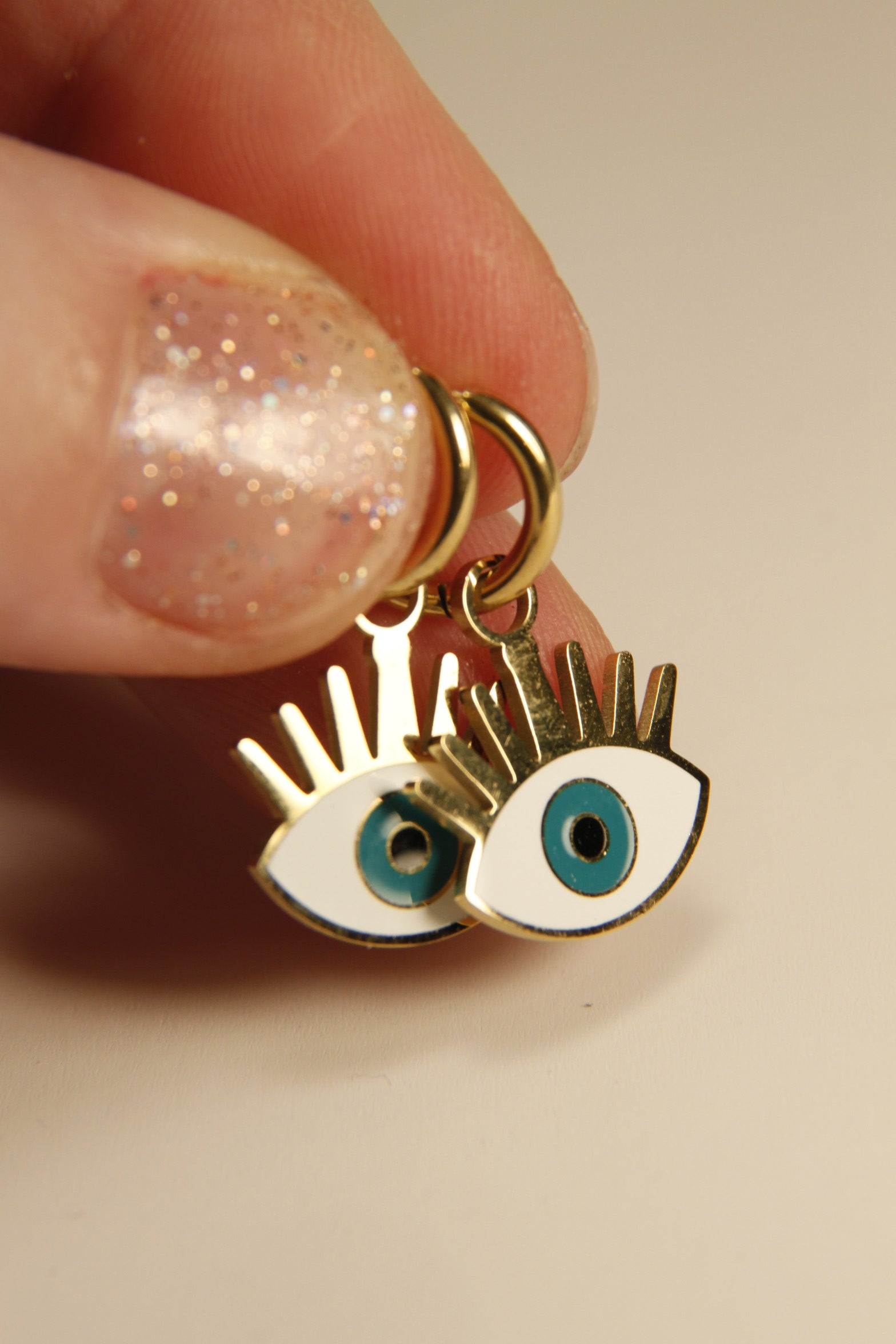 Evil Eye Charm Hoop Earrings