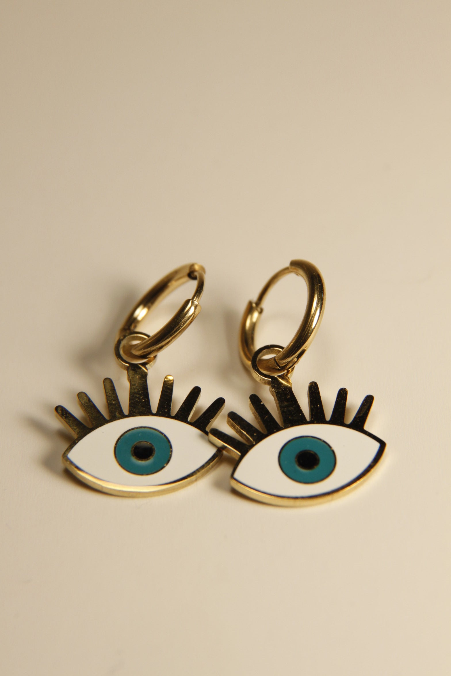 Evil Eye Charm Hoop Earrings