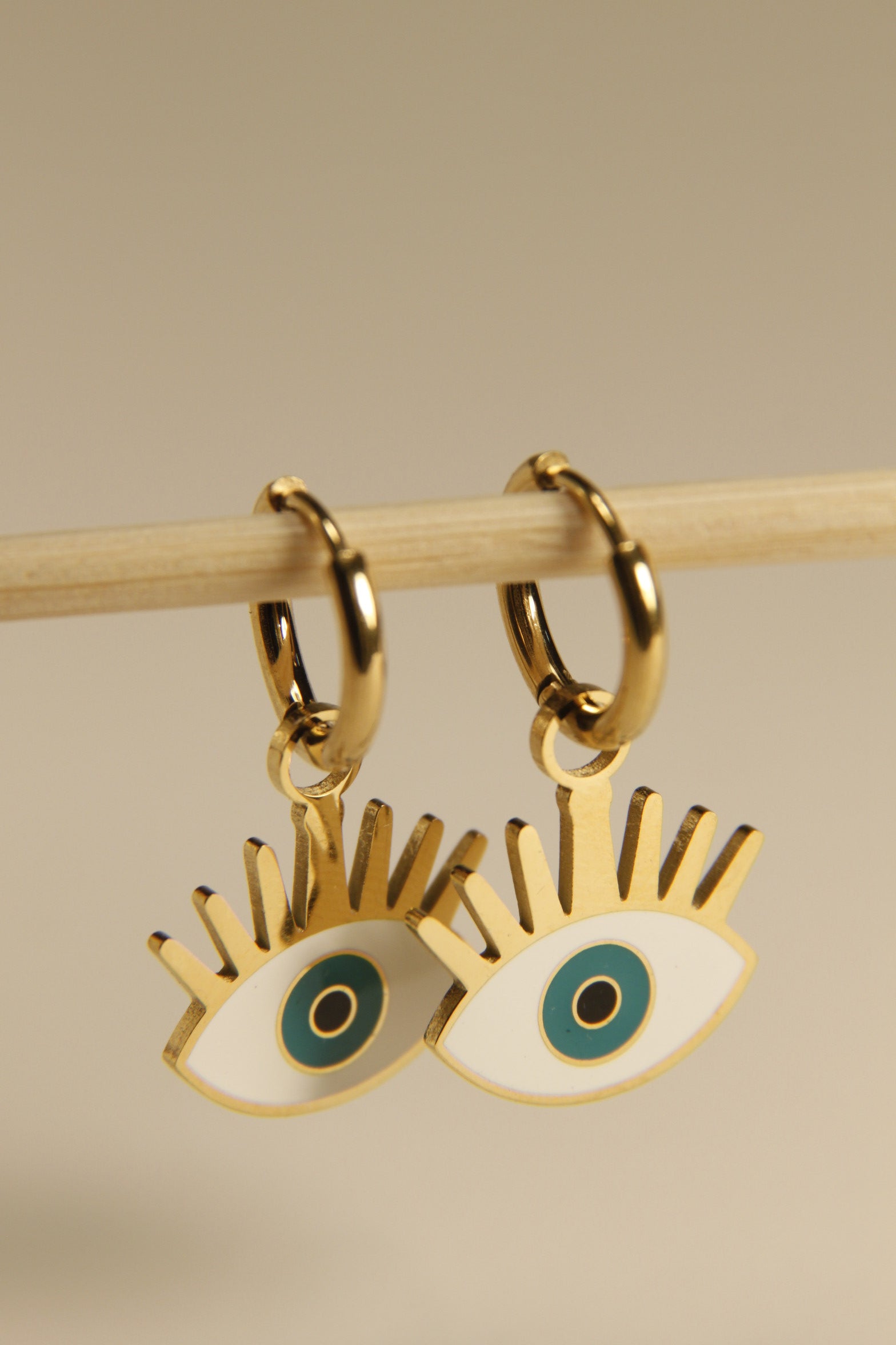 Evil Eye Charm Hoop Earrings