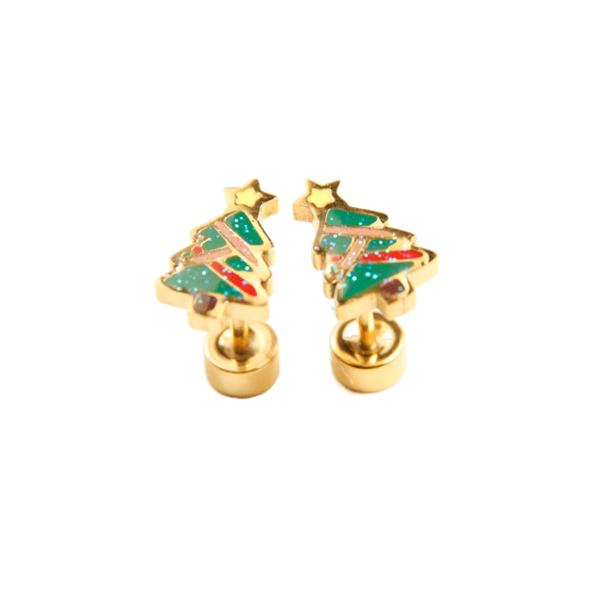 Festive Christmas Tree Stud Earrings