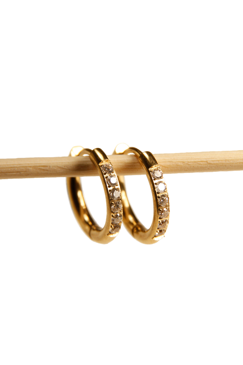 Mini Crystal Pave Huggie Hoop Earrings