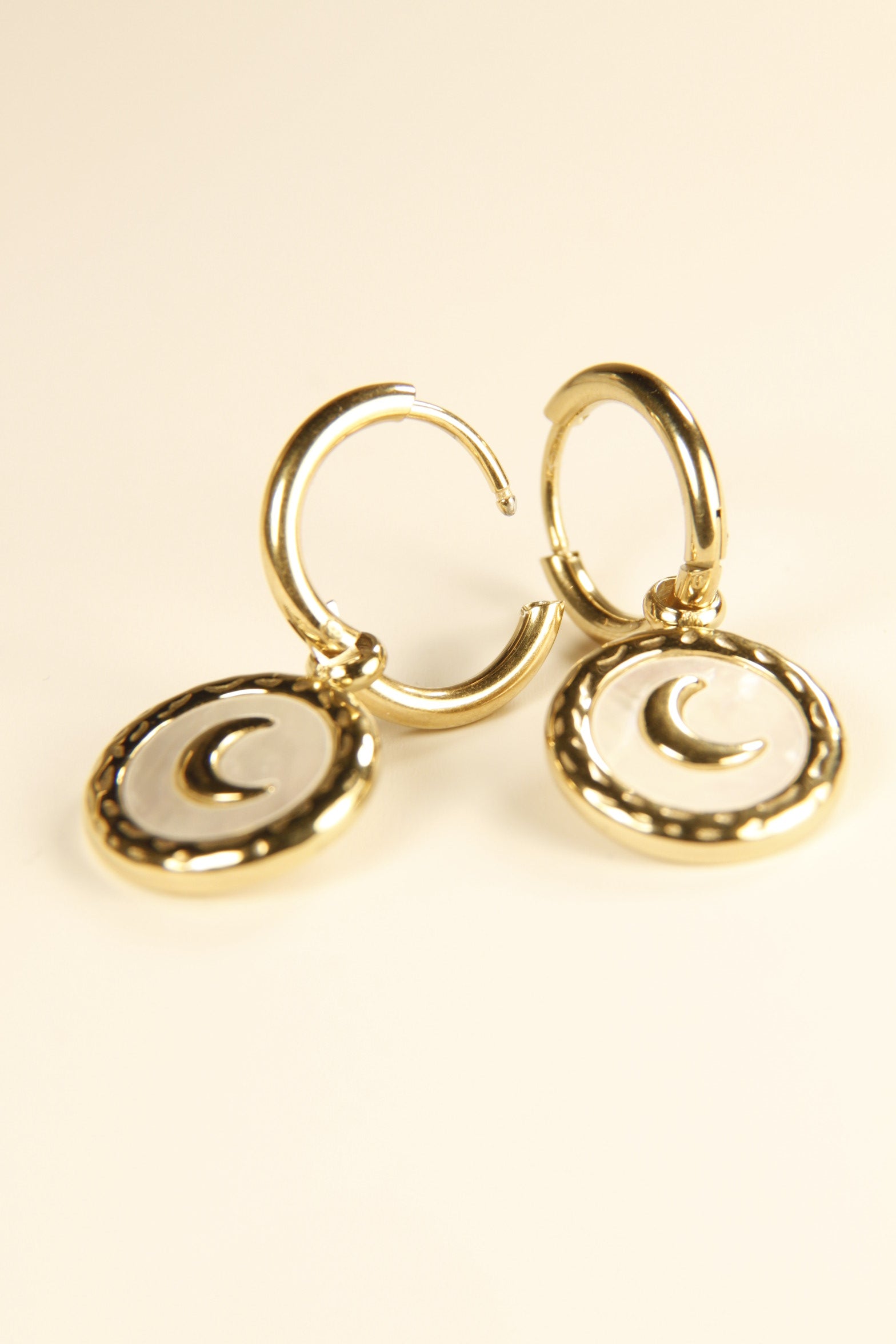 Moon Glow Charm Hoop Earrings