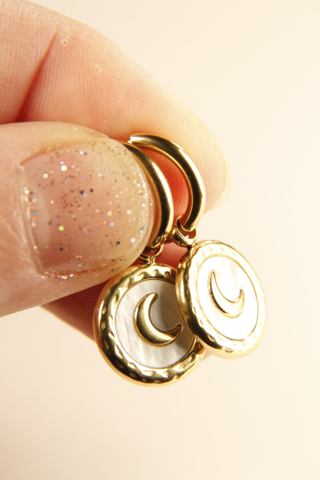 Moon Glow Charm Hoop Earrings