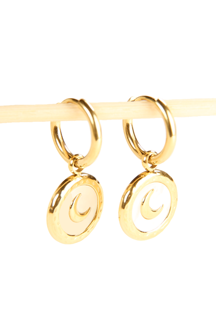 Moon Glow Charm Hoop Earrings