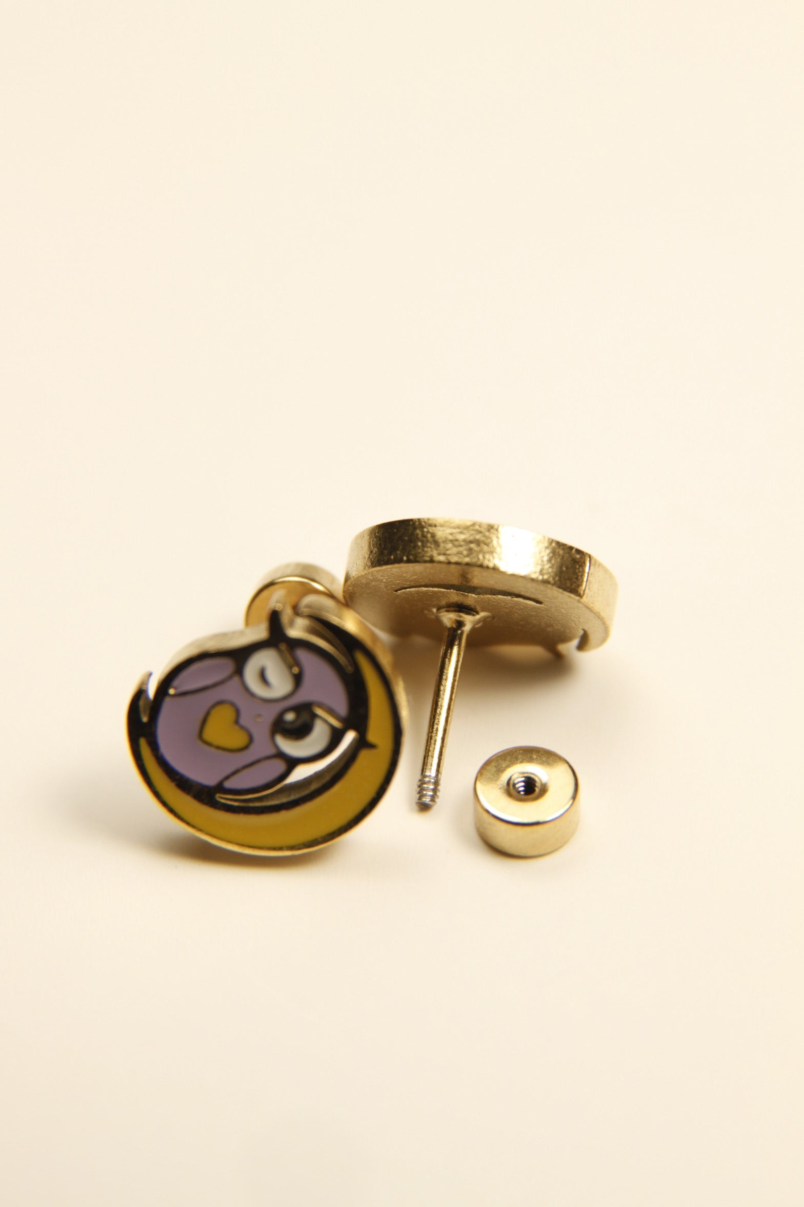 Owl and Moon Stud Earrings