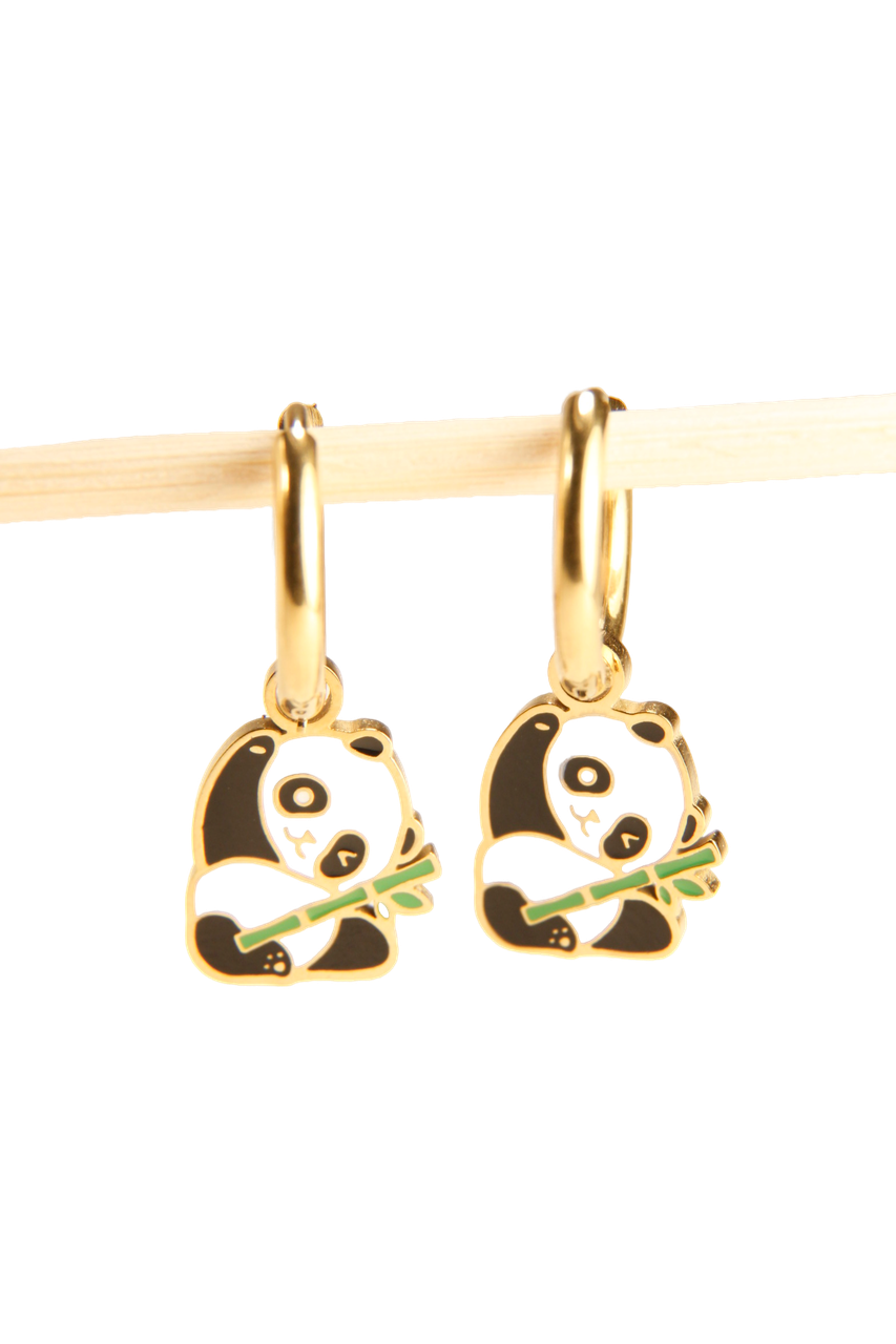Panda Charm Hoop Earrings | Cute Gift Jewelry