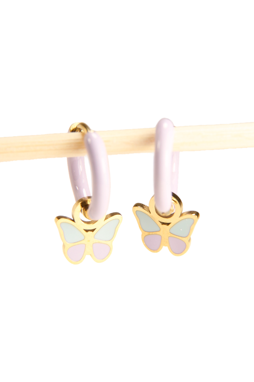 Pastel Butterfly Charm Hoop Earrings | Soft Spring Glow
