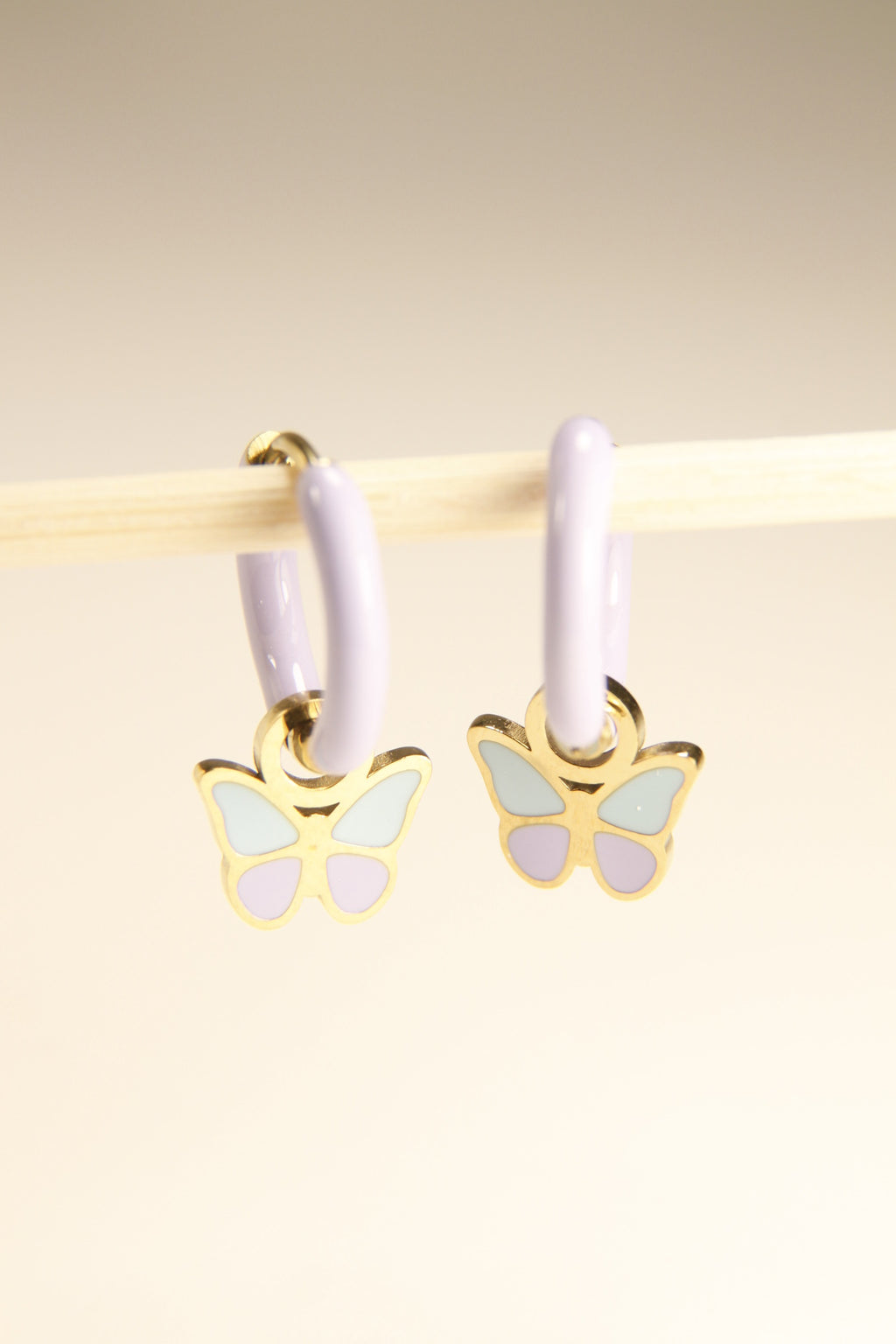 Pastel Butterfly Charm Hoop Earrings | Soft Spring Glow