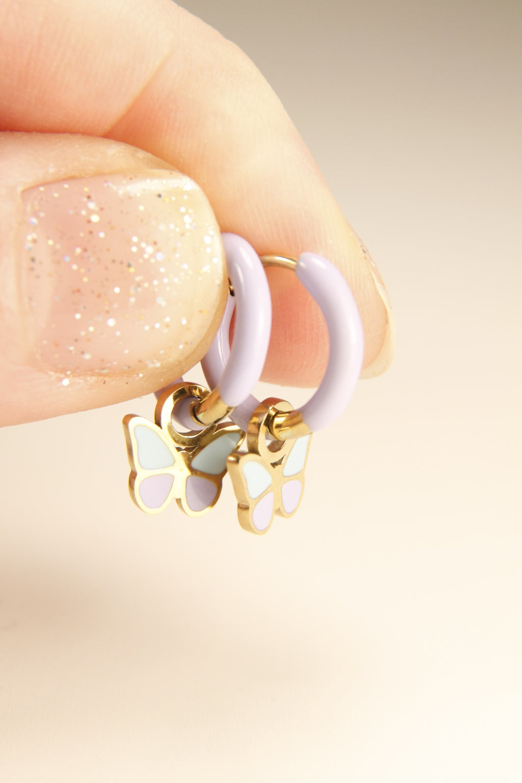 Pastel Butterfly Charm Hoop Earrings | Soft Spring Glow