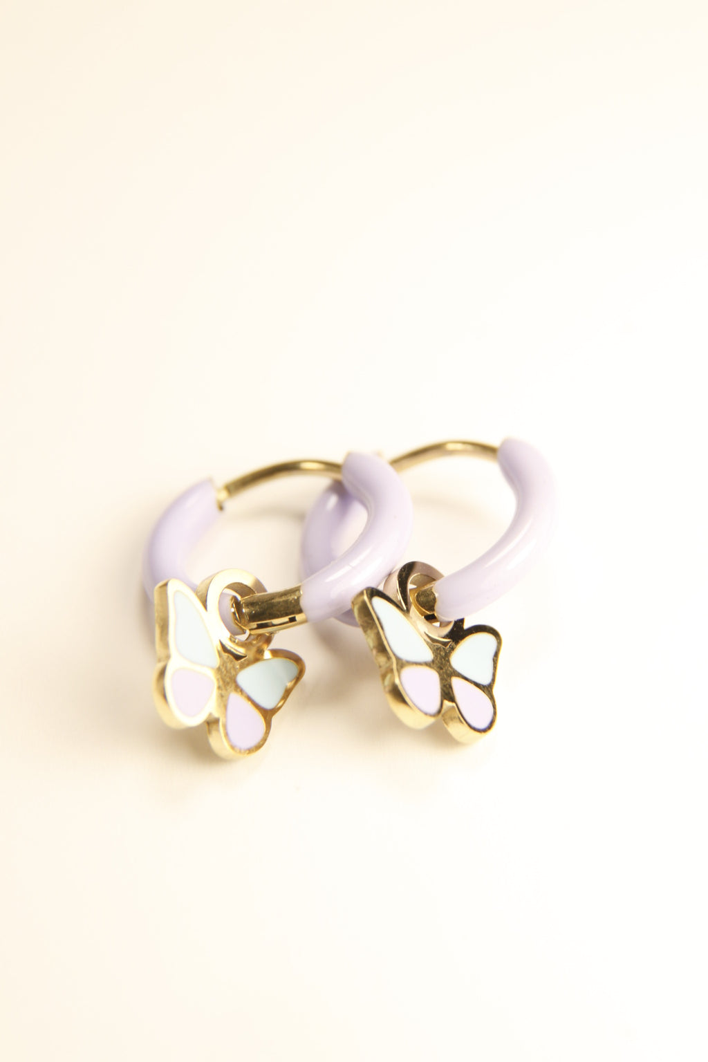 Pastel Butterfly Charm Hoop Earrings | Soft Spring Glow