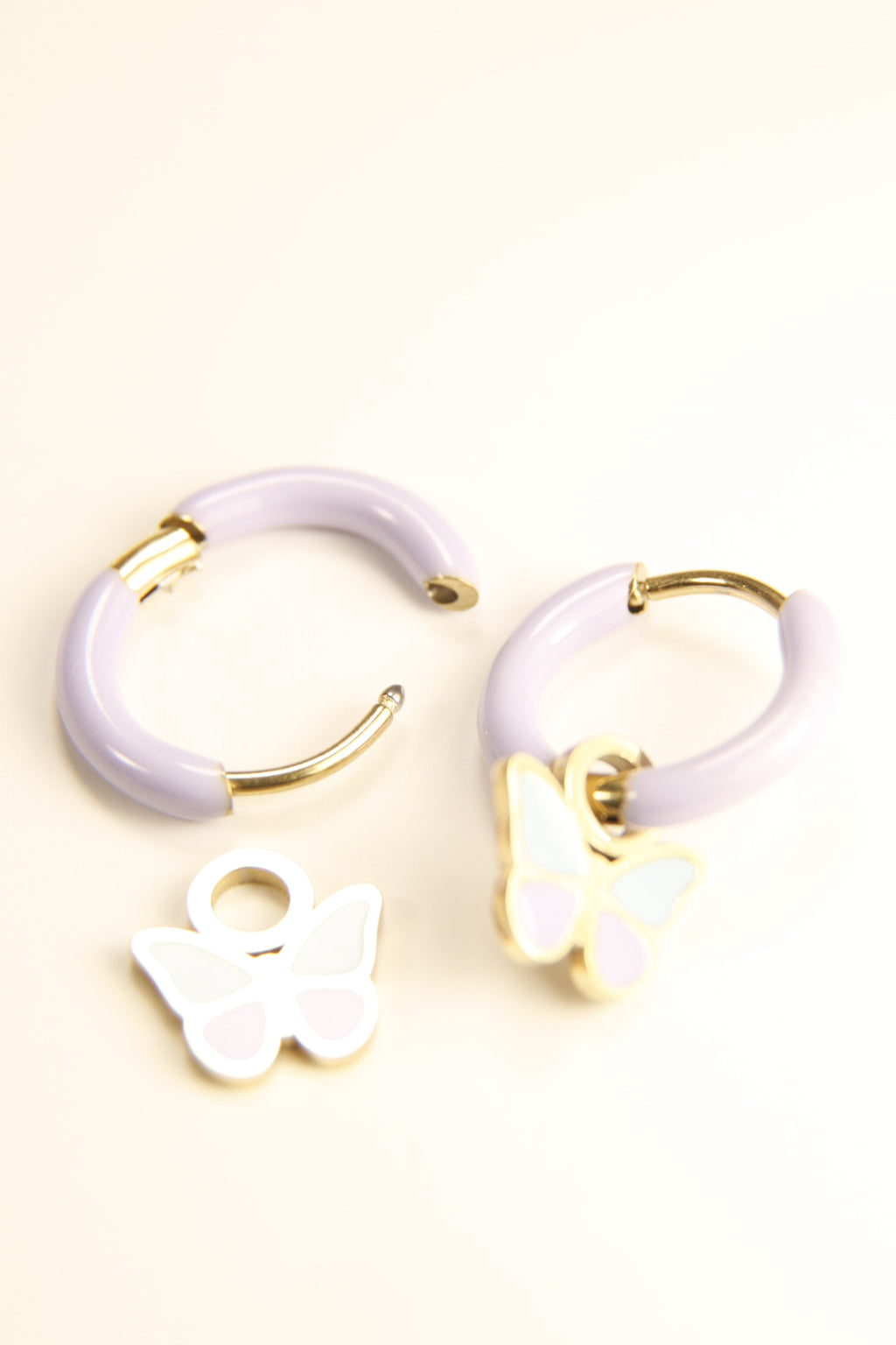 Pastel Butterfly Charm Hoop Earrings | Soft Spring Glow