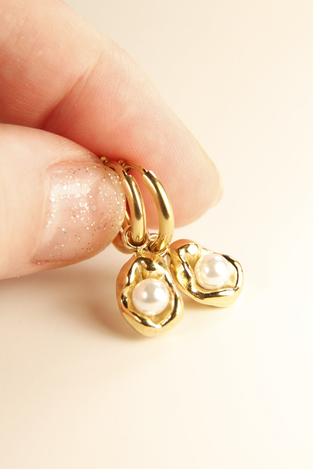 Pearl Glow Charm Hoop Earrings  Elegant Gift Huggies