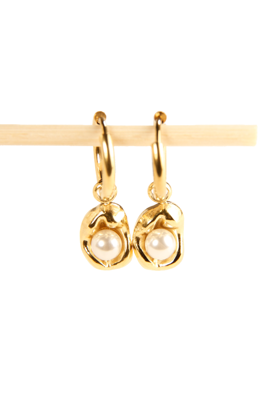 Pearl Glow Charm Hoop Earrings  Elegant Gift Huggies