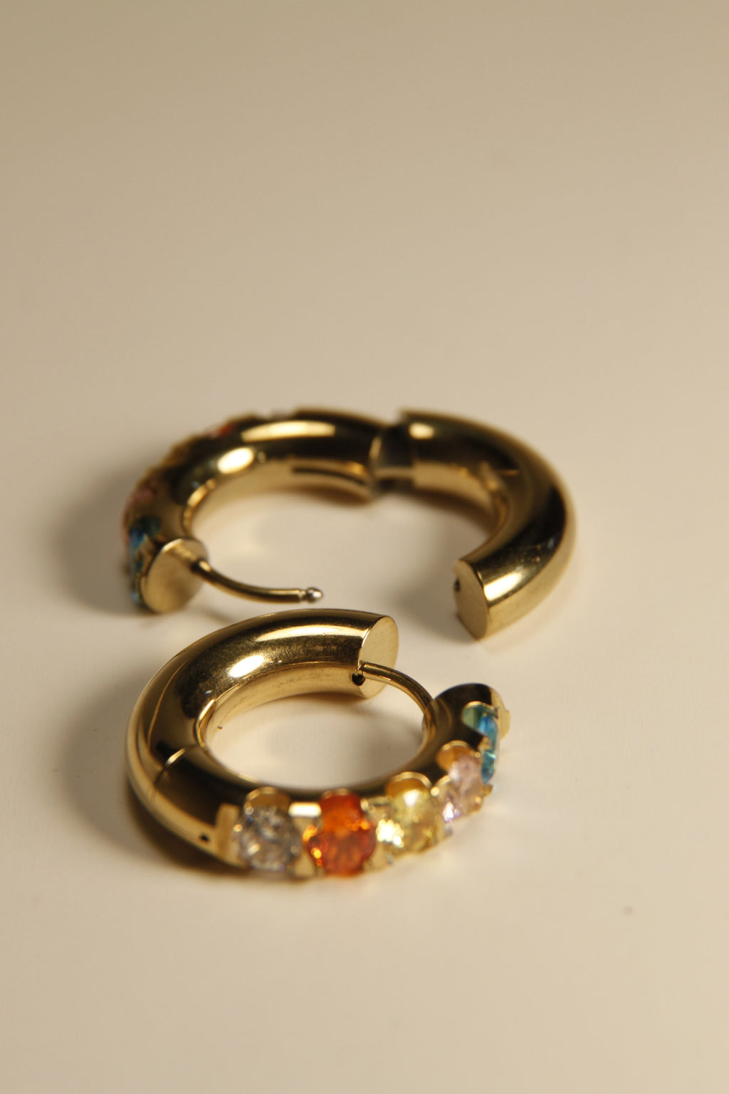 Rainbow Crystal Huggie Hoop Earrings