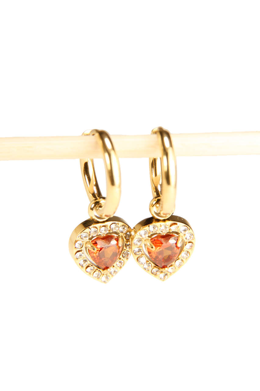 Sparkling Heart Charm Hoop Earrings | Romantic Gift Huggies