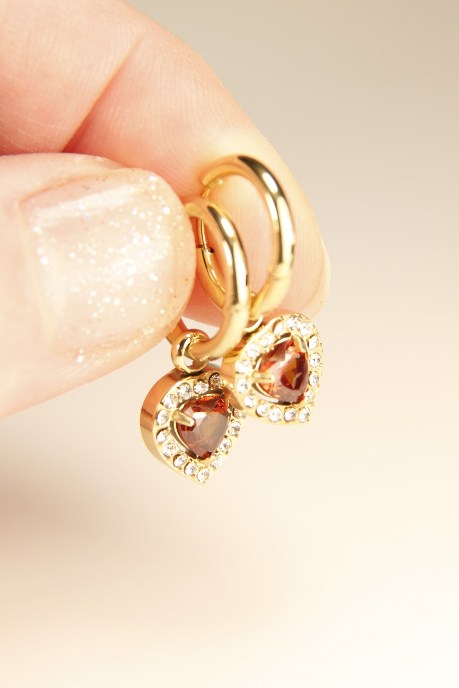 Sparkling Heart Charm Hoop Earrings | Romantic Gift Huggies